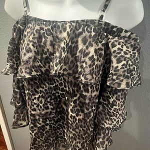 Leopard off shoulder top size small